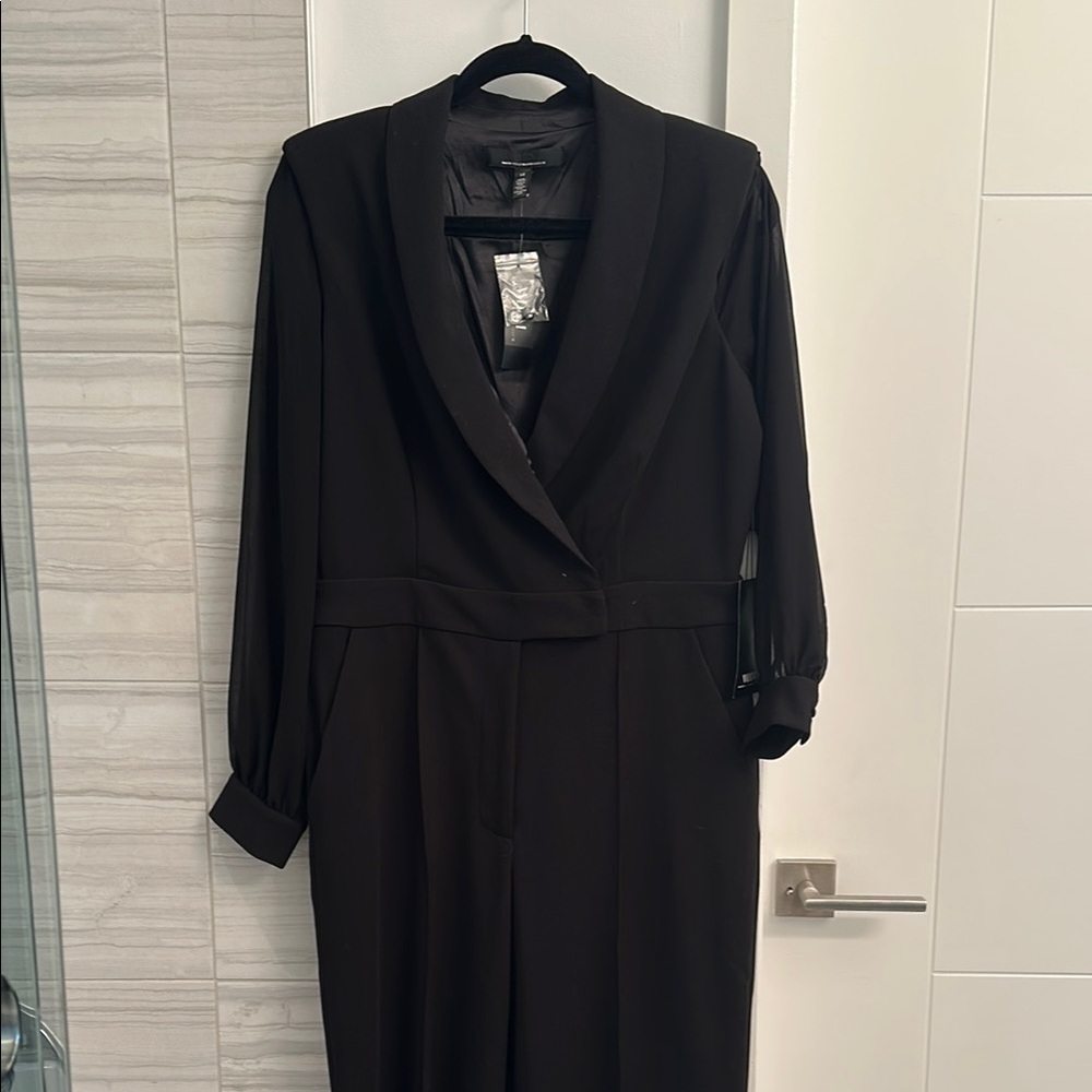 NWT White House Black Market Long Sleeve Sheer Sleeve Jumpsuit sz 12 petite